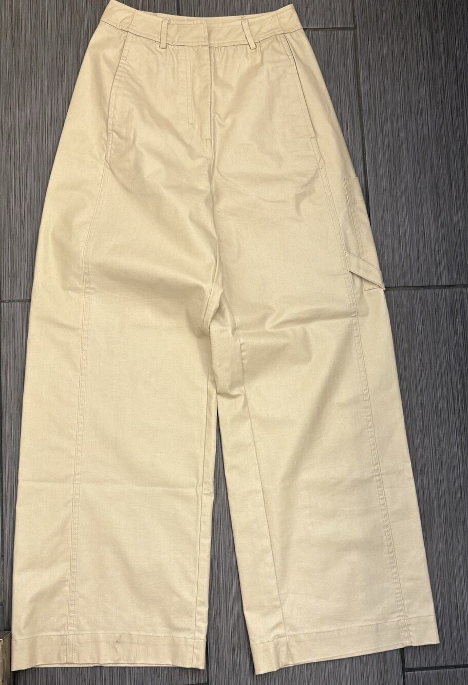Modern Citizen Tatum Wide Leg Wax Coated Cargo Pants Khaki Size XS